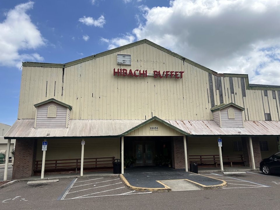 Restaurant entrance with buffet signage